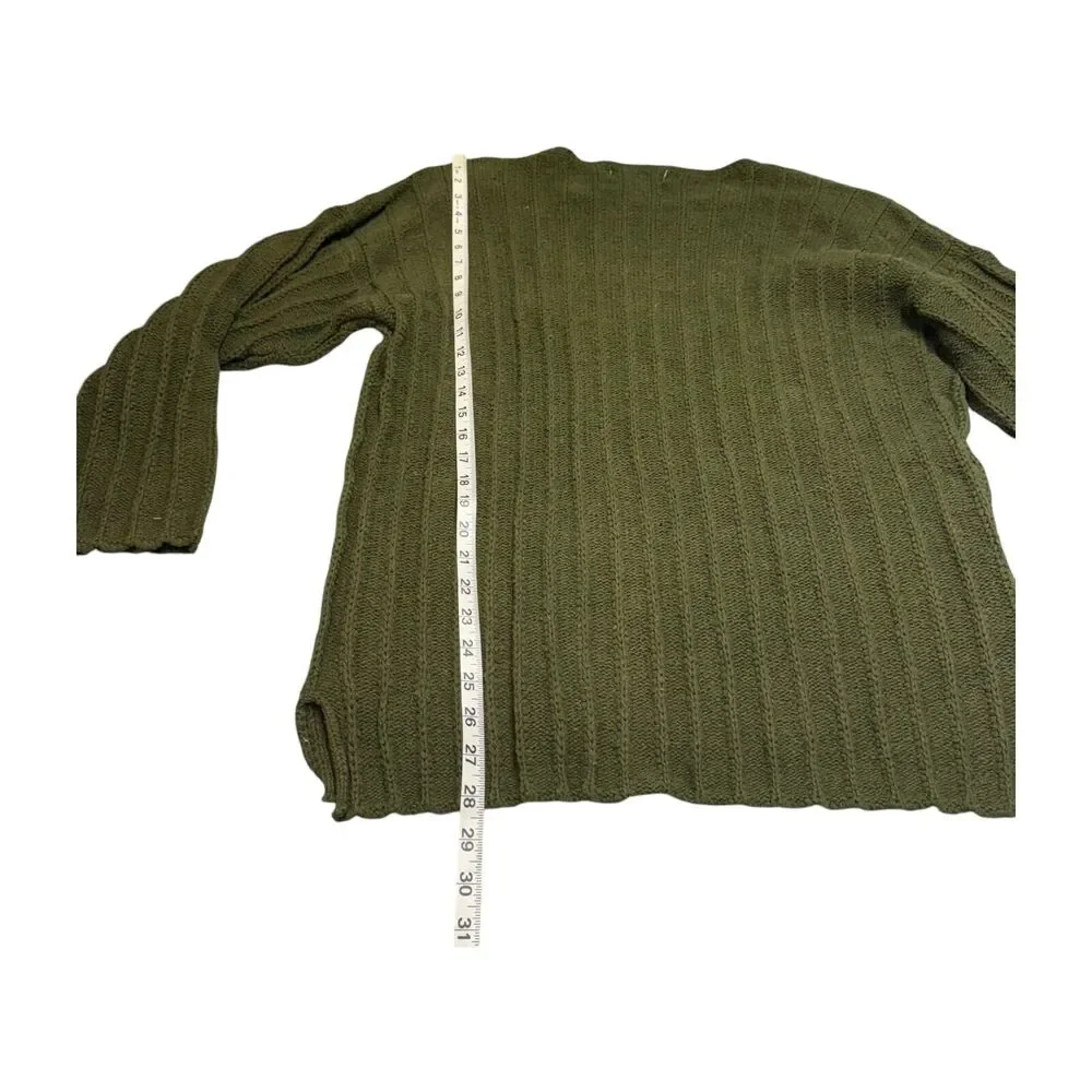 Diana Marco Sweater Women's 22/24 Olive Green Ramie Knit Round Neck Long Sleeve - Picture 5 of 7